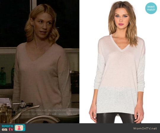 Vince Colorblock Easy Fit V-neck Sweater worn by Melissa Shart (January Jones) on Last Man On Earth