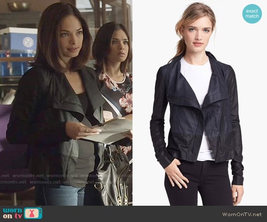 Vince Colorblock Asymmetrical Zip Leather Jacket worn by Catherine Chandler (Kristin Kreuk) on Beauty and the Beast