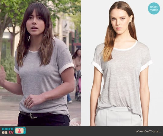 Vince Colorblock Roll Sleeve Tee worn by Skye/Daisy (Chloe Bennet) on Agents of SHIELD