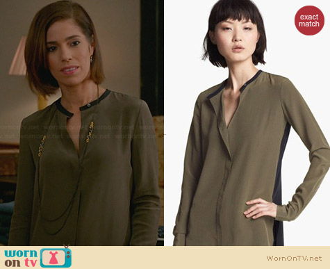 Vince Colorblock Silk Blouse worn by Ana Ortiz on Devious Maids