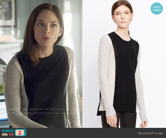 Vince Colorblock Cashmere Crew Neck Sweater worn by Catherine Chandler (Kristin Kreuk) on Beauty and the Beast