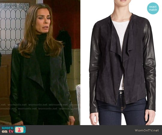 Vince Draped Leather-Detail Knit Jacket worn by Hope Williams (Kristian Alfonso) on Days of our Lives