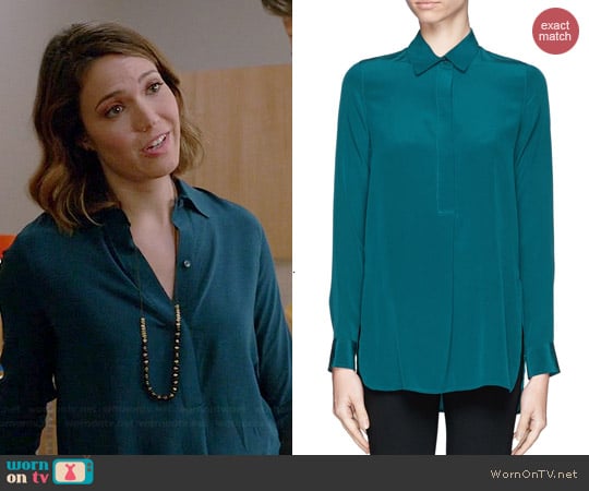 Vince Half Placket Silk Shirt worn by Mandy Moore on Red Band Society