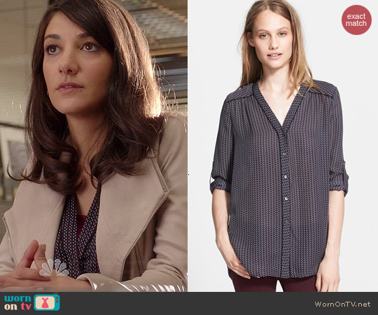 Vince Mini Geo Blouse in Coastal worn by Sheila Vand on State of Affairs