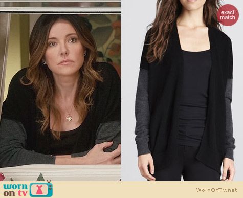 Vince Mix Knit Colorblock Cardigan worn by Christa Miller on Cougar Town