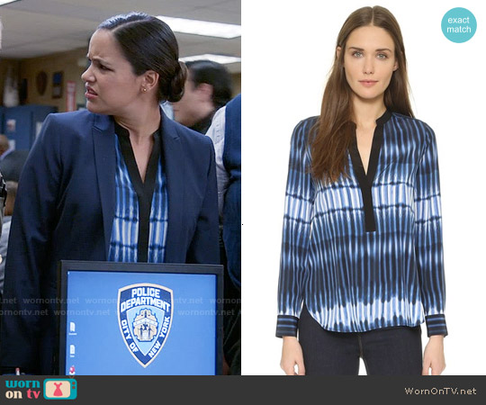 Vince Printed Tie Dye Blouse worn by Amy Santiago (Melissa Fumero) on Brooklyn Nine-Nine