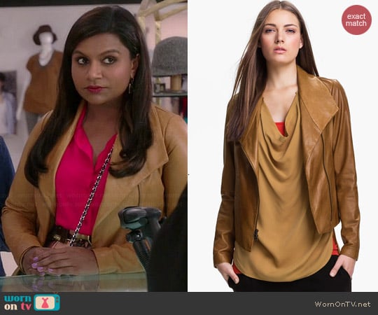 Vince Scuba Leather Jacket worn by Mindy Kaling on The Mindy Project