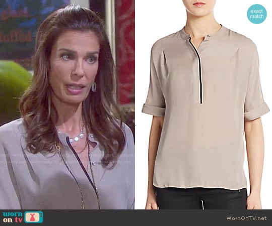 Vince Silk Contrast Placket Blouse worn by Hope Williams (Kristian Alfonso) on Days of our Lives