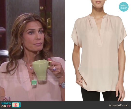 Vince Silk Popover Blouse worn by Hope Williams (Kristian Alfonso) on Days of our Lives