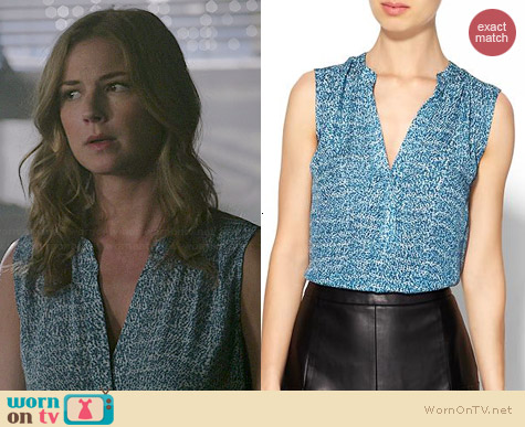 Vince Silk Static Print Top worn by Emily VanCamp on Revenge