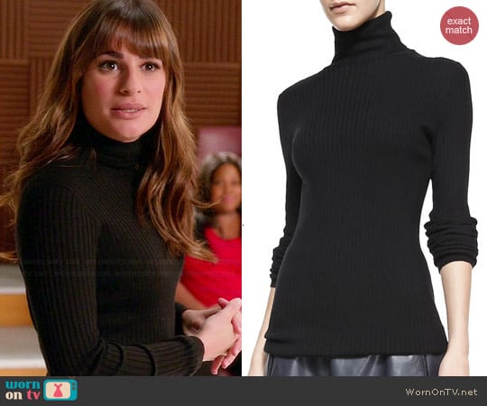 Vince Slim Ribbed Knit Turtleneck worn by Rachel Berry on Glee