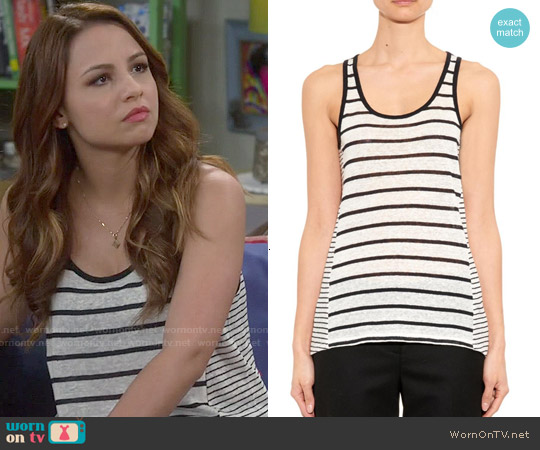 Vince Striped Linen Tank Top worn by Sofia Rodriguez (Aimee Carrero) on Young and Hungry