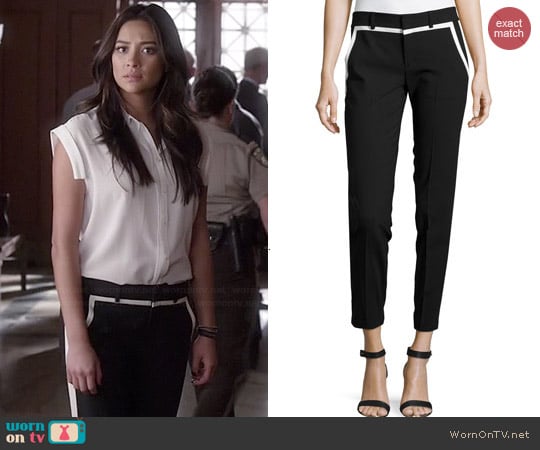 Vince Striped-Trim Pants worn by Emily Fields (Shay Mitchell) on Pretty Little Liars