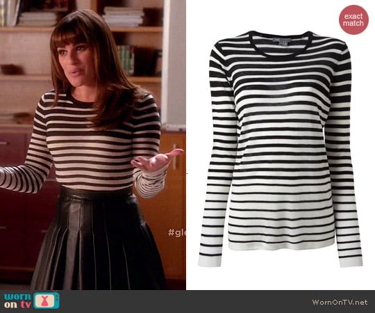 Vince Striped Sweater worn by Lea Michele on Glee