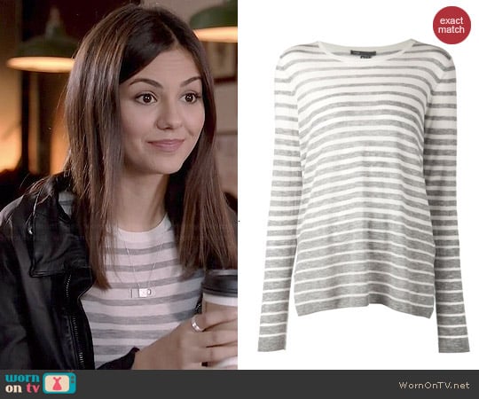 Vince Striped Sweater worn by Victoria Justice on Eye Candy