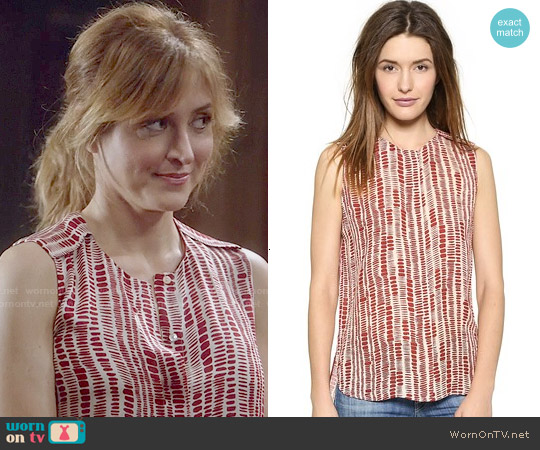 Vince Tribal Dot Silk Blouse worn by Maura Isles (Sasha Alexander) on Rizzoli and Isles