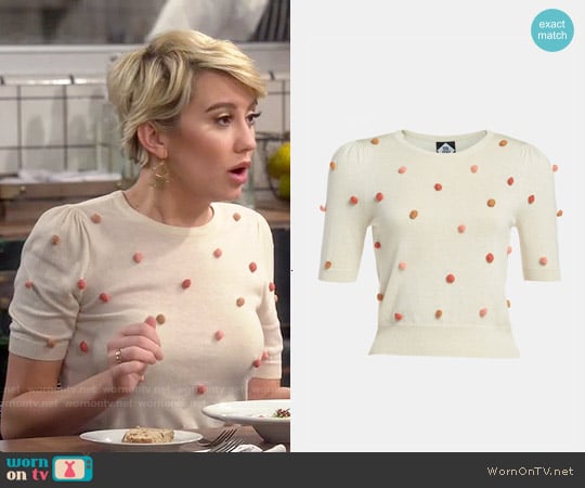 Viva Vena Used Bookstore Pompom Pullover worn by Riley Perrin (Chelsea Kane) on Baby Daddy