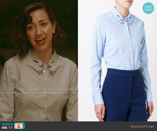 Vivetta Cut-Out Hand Collar Shirt worn by Carol Pilbasian (Kristen Schaal) on Last Man On Earth