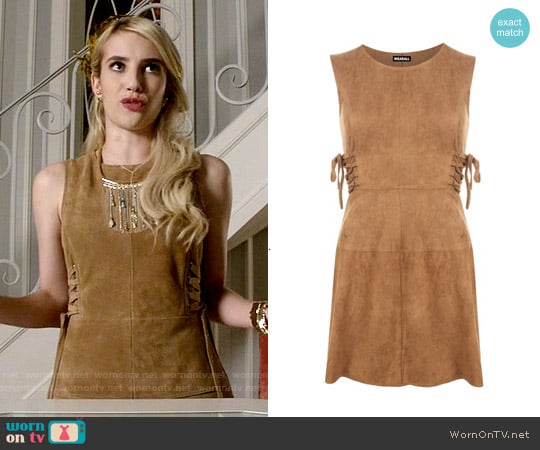 Topshop Suede Tie-Side Dress worn by Chanel Oberlin (Emma Roberts) on Scream Queens