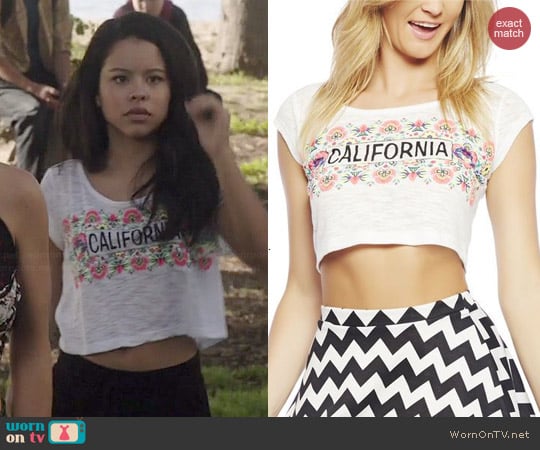 Wet Seal Cali Floral Crop Tee worn by Cierra Ramirez on The Fosters