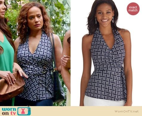 White House Black Market Basket Weave Printed Halter Top worn by Judy Reyes on Devious Maids