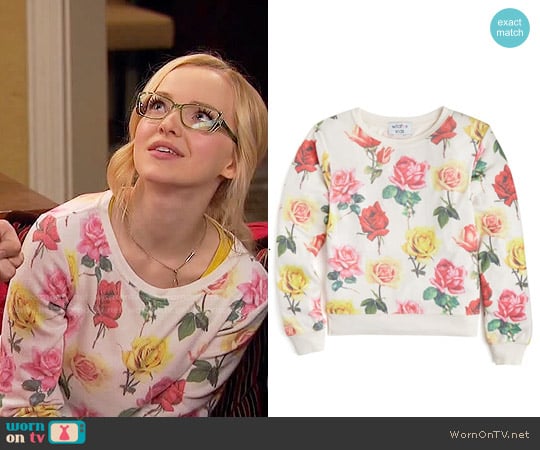 Wildfox Girls' Bright Roses Baggy Beach Jumper worn by Maddie Rooney (Dove Cameron) on Liv and Maddie