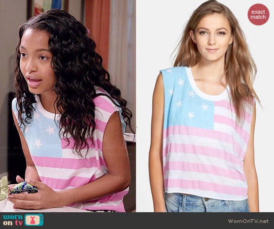 Wildfox American Baby Chad Tank worn by Yara Shahidi on Black-ish