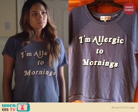 Wildfox I'm Allergic To Mornings Sweatshirt worn by Shay Mitchell on PLL