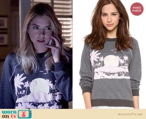 Wildfox Pink Island Sweater worn by Ashley Benson on PLL