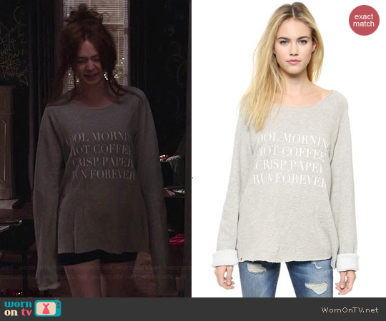 Wildfox Run Forever Sweatshirt worn by Karen Gillan on Selfie