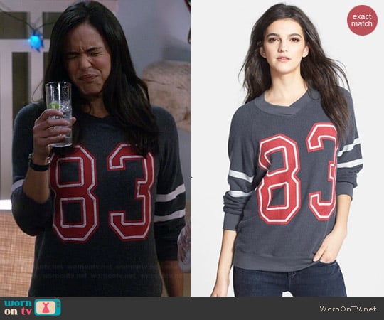 Wildfox Sporty School Girl Raglan Sweatshirt worn by Melissa Fumero on Brooklyn 99