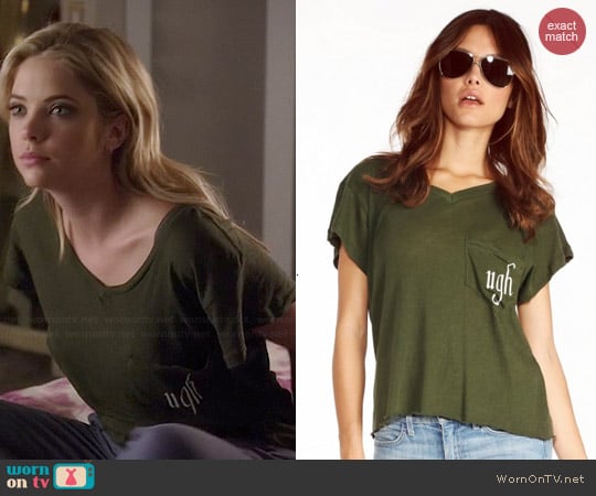 Wildfox Ugh Romeo Tee worn by Ashley Benson on PLL