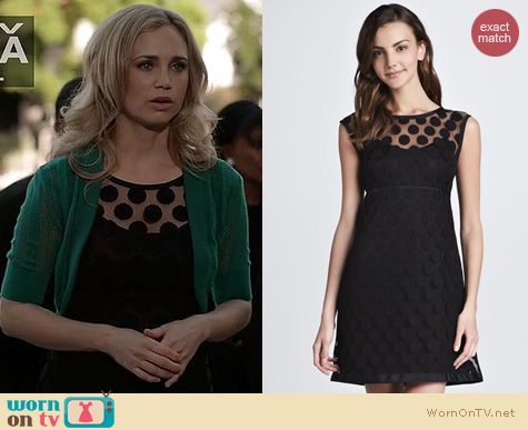 Wilfred Fashion: Laundry by Shelli Segal Polka Dot Lace Dress worn by Fiona Gubelmann