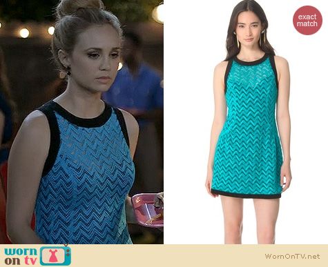 Wilfred Fashion: Nanette Lepore Groovy dress in surf/licorice worn by Fiona Gubelmann