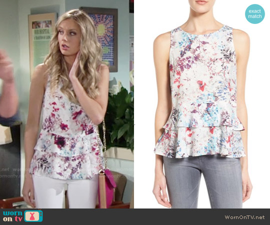 Willow & Clay Double Peplum Sleeveless Top worn by Abby Newman (Melissa Ordway) on The Young and the Restless