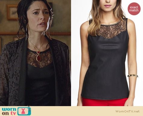 Witches of East End Fashion: Express Leather Yoke Shell Top worn by Madchen Amick