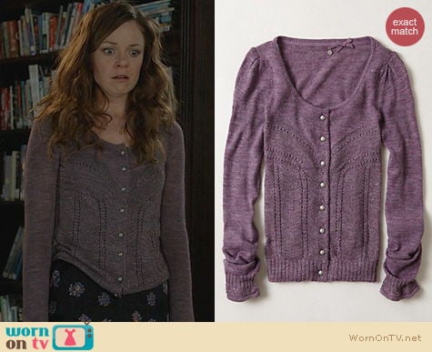 Witches of East End Fashion: Anthropologie Shimmer Palette Cardigan worn by Rachel Boston