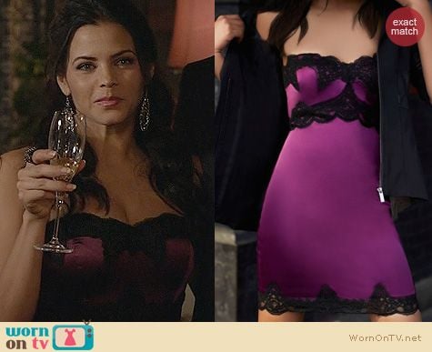 Witches of East End Fashion: Bebe Strapless Lace Trim Sateen Dress worn by Jenna Dewan-Tatum