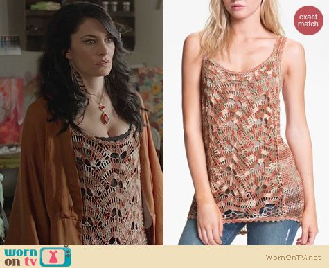 Witches of East End Fashion: Hinge Crochet Sweater Tank worn by Madchen Amick