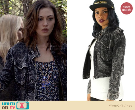 YCMC Acid Wash Biker Jacket worn by Phoebe Tonkin on The Originals