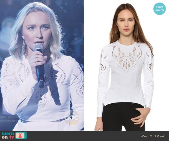 Yigal Azrouel Embroidered Peplum Shirt worn by Juliette Barnes (Hayden Panettiere) on Nashville