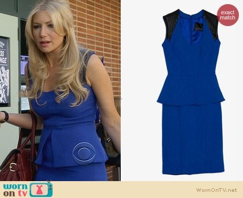 Yigal Azrouel Leather Edged Peplum Dress worn by Ari Graynor on Bad Taacher