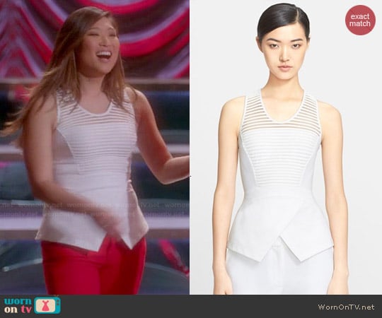 Yigal Azrouel Ottoman Peplum Top worn by Tina Cohen-Chang (Jenna Ushkowitz) on Glee