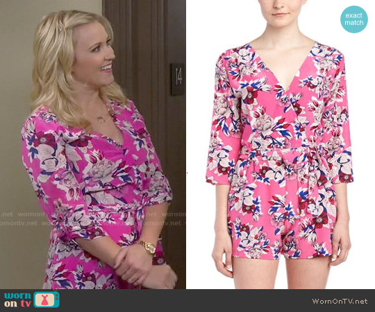 Yumi Kim Liz Romper in Pink Blossom worn by Sofia Rodriguez (Aimee Carrero) on Young and Hungry