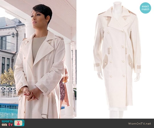 Yves Saint Laurent Pearl Button Trench Coat worn by Anika Calhoun (Grace Gealey) on Empire