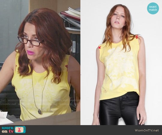 Zadig + Voltaire Typsy Pigment Tank Top worn by Jo (Alanna Ubach) on Girlfriends Guide to Divorce