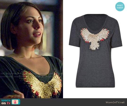 Zadig & Voltaire 'Wanda' Eagle T-shirt worn by Thea Queen (Willa Holland) on Arrow