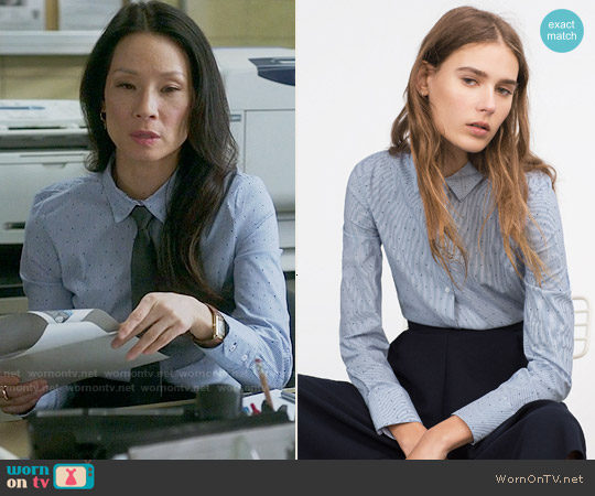 Zara Basic Poplin Shirt worn by Joan Watson (Lucy Liu) on Elementary