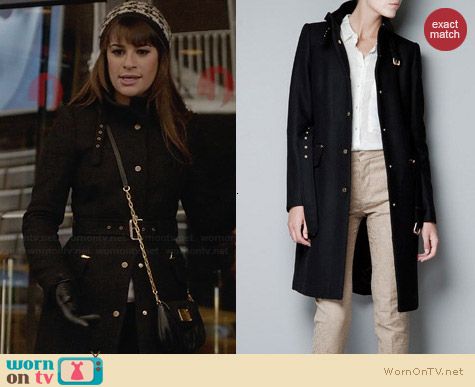 Zara Belted Coat worn by Lea Michele on Glee