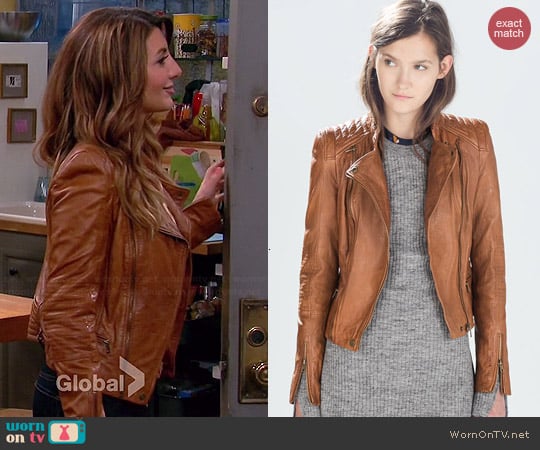 Zara Biker Jacket with Zips worn by Nasim Pedrad on Mulaney